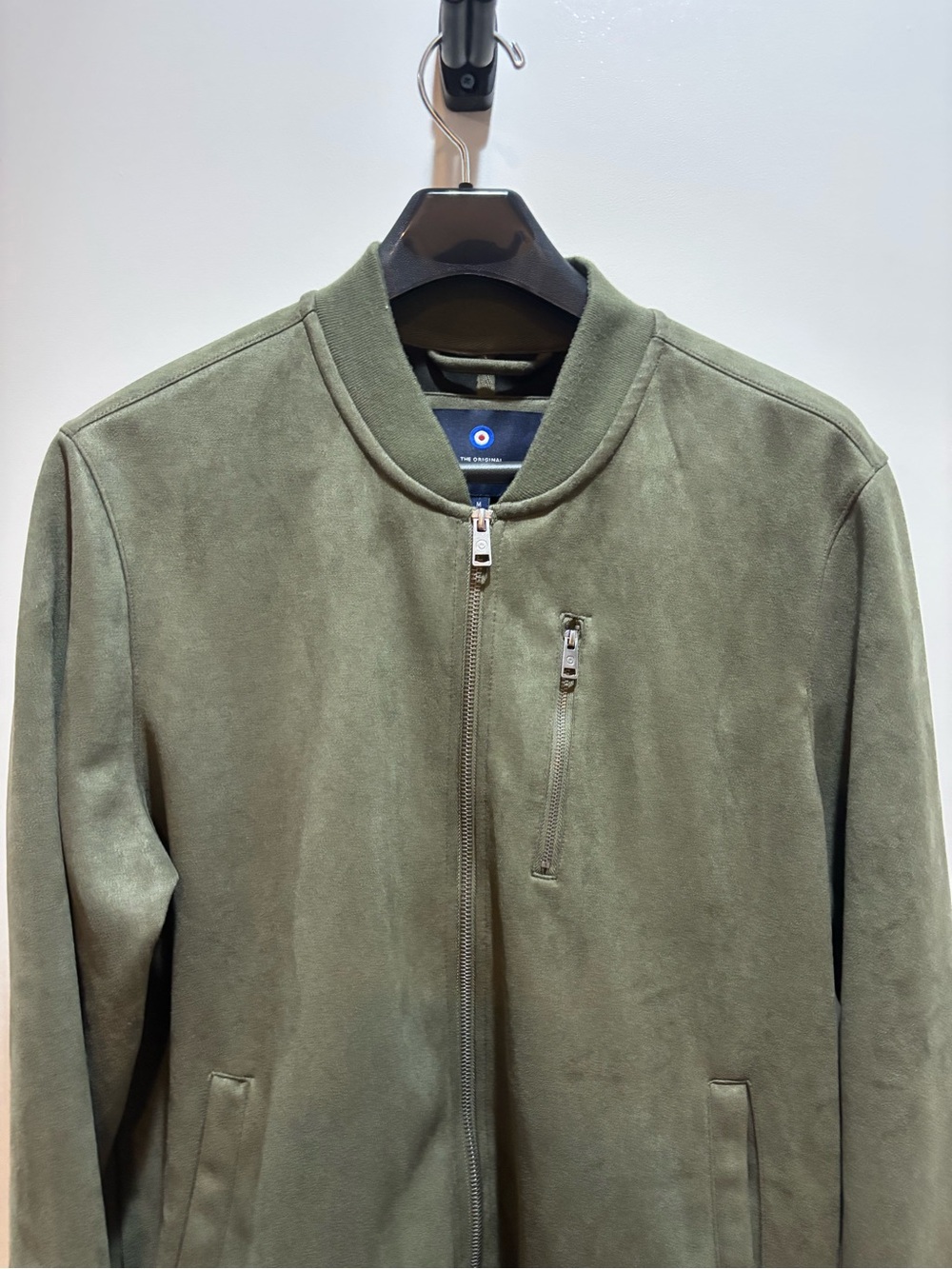 Men's Ben Sherman Olive Green Zip-Front Bomber Sweater jacket full zip pockets - Picture 3 of 12